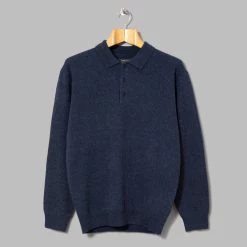 Beams Plus Knitted Wool Long Sleeve Polo Shirt